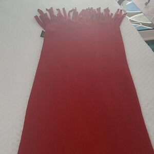 Red‎ Joe Boxer scarf.  65" x 11". With fringe